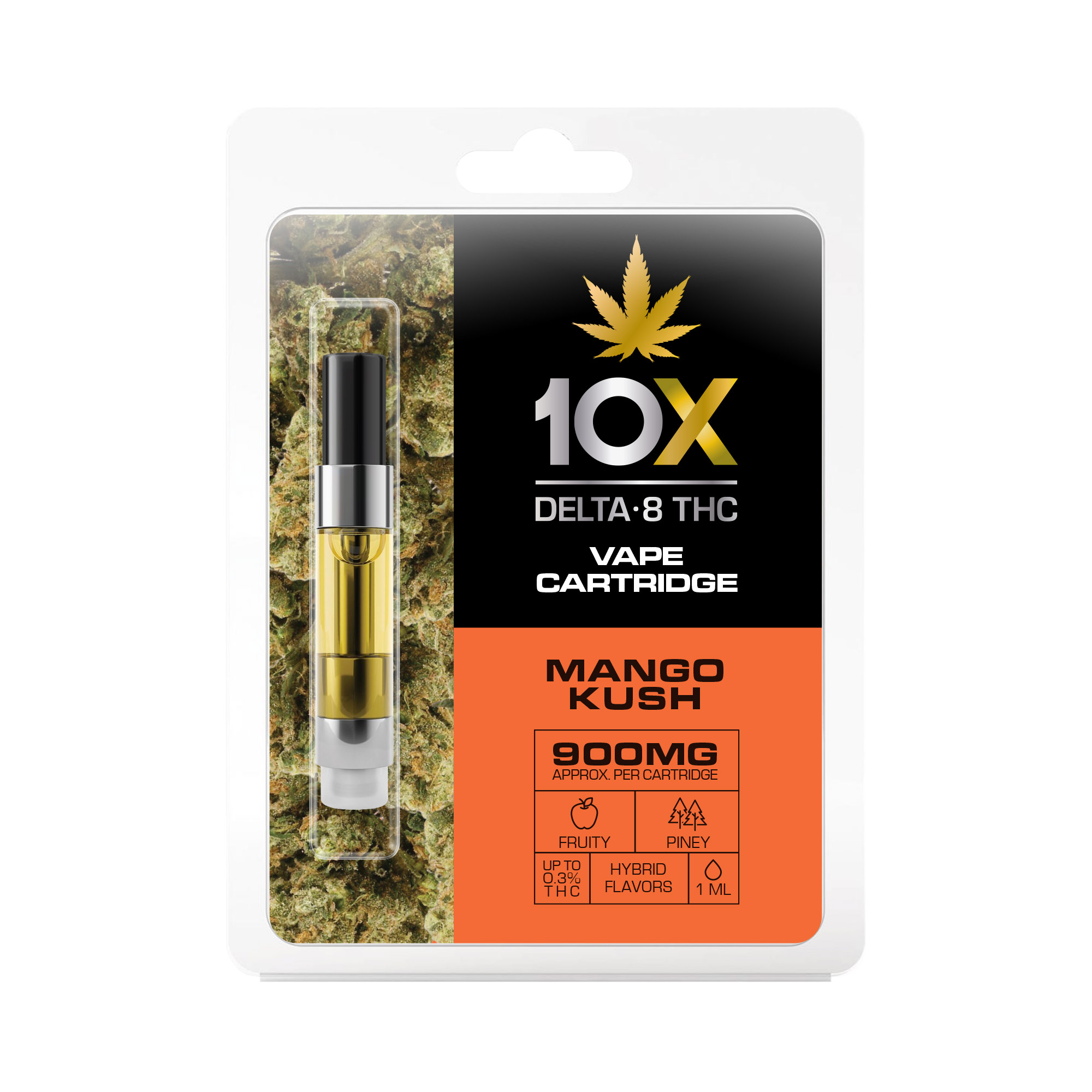 10X Delta-8 THC - Mango Kush Vape Cartridge - 900mg (1ml) - Diamond CBD