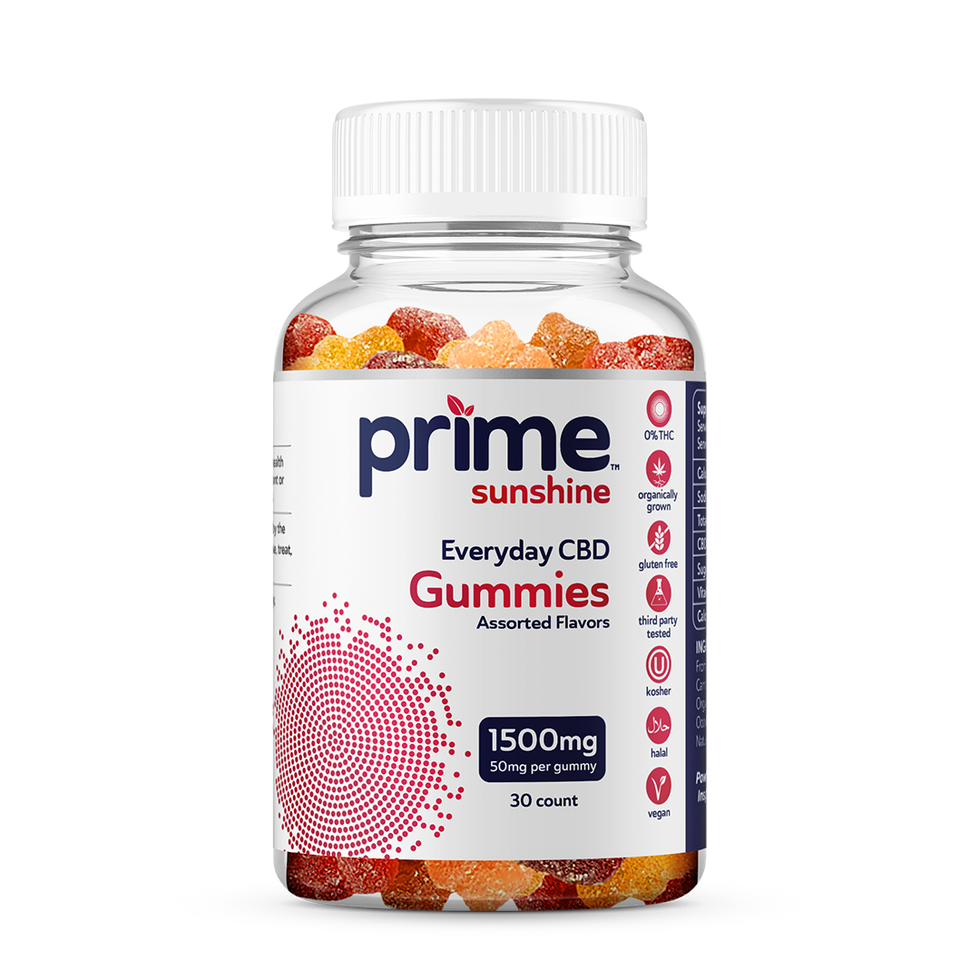 1500mg Daily Gummies High Strength (50mg Each) 30 Count - Prime Sunshine CBD