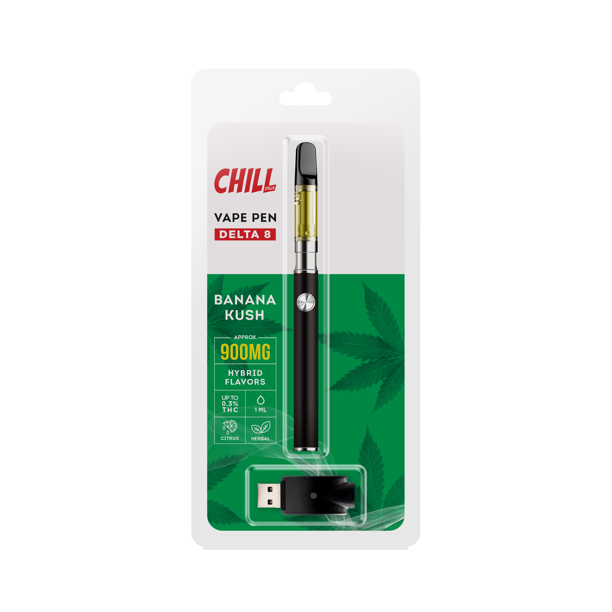 Chill Plus CBD Delta-8 - Disposable Vaping Pen - Banana Kush - 900mg (1ml) - Diamond CBD