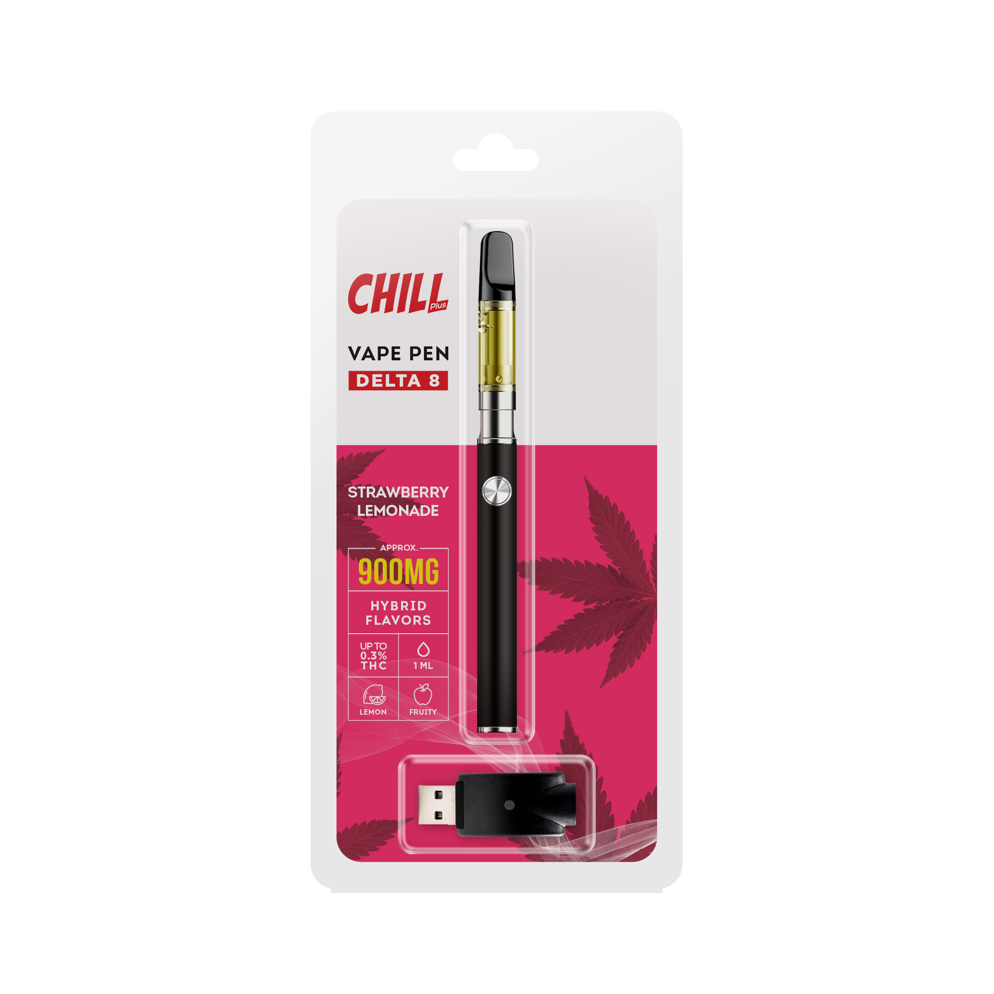 Chill Plus CBD Delta-8 - Disposable Vaping Pen - Strawberry Lemonade - 900mg (1ml) - Diamond CBD