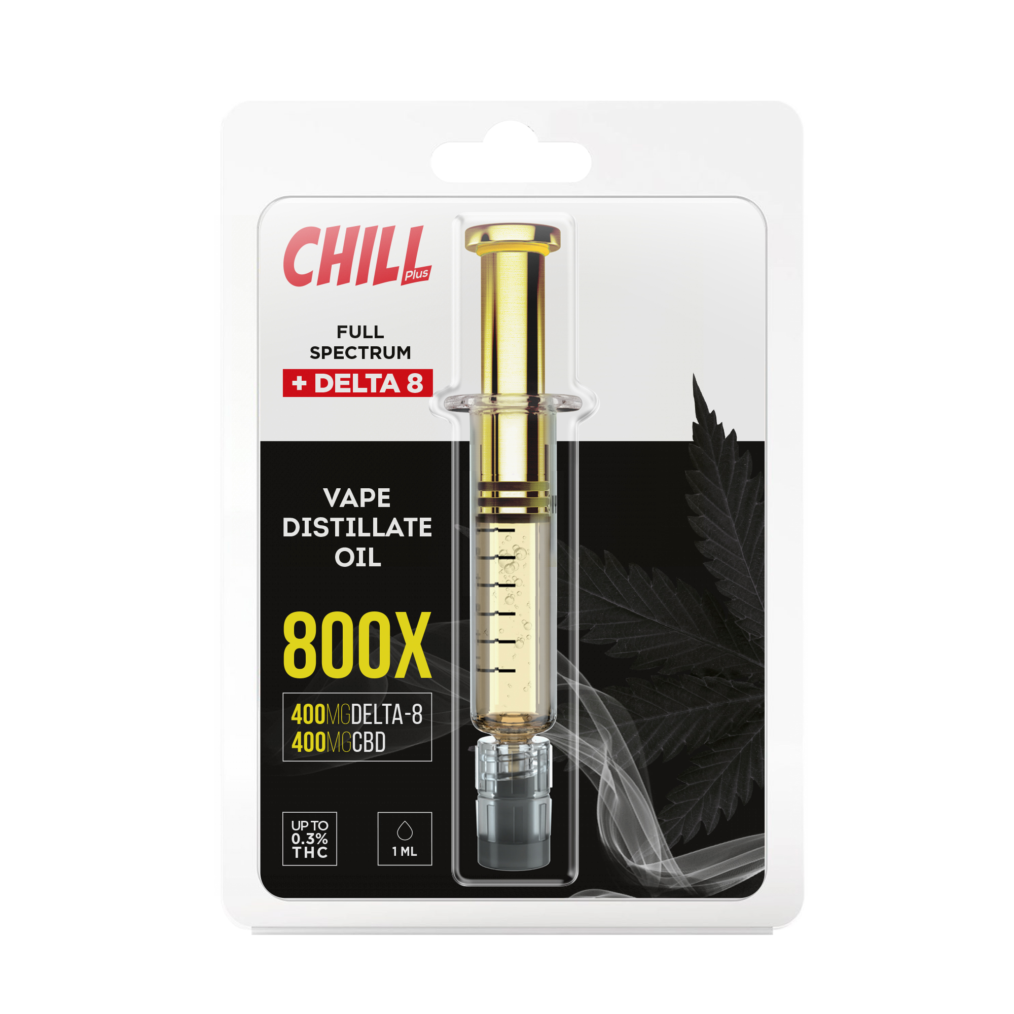 Chill Plus CBD + Delta-8 Vape Distillate Oil Concentrate Syringe- 800X - Diamond CBD