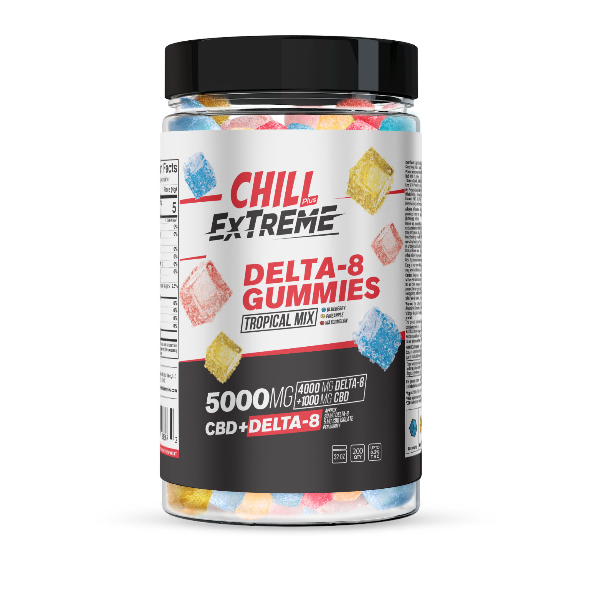 Chill Plus Extreme Delta-8 Gummies Tropical Mix - 5000X - Diamond CBD