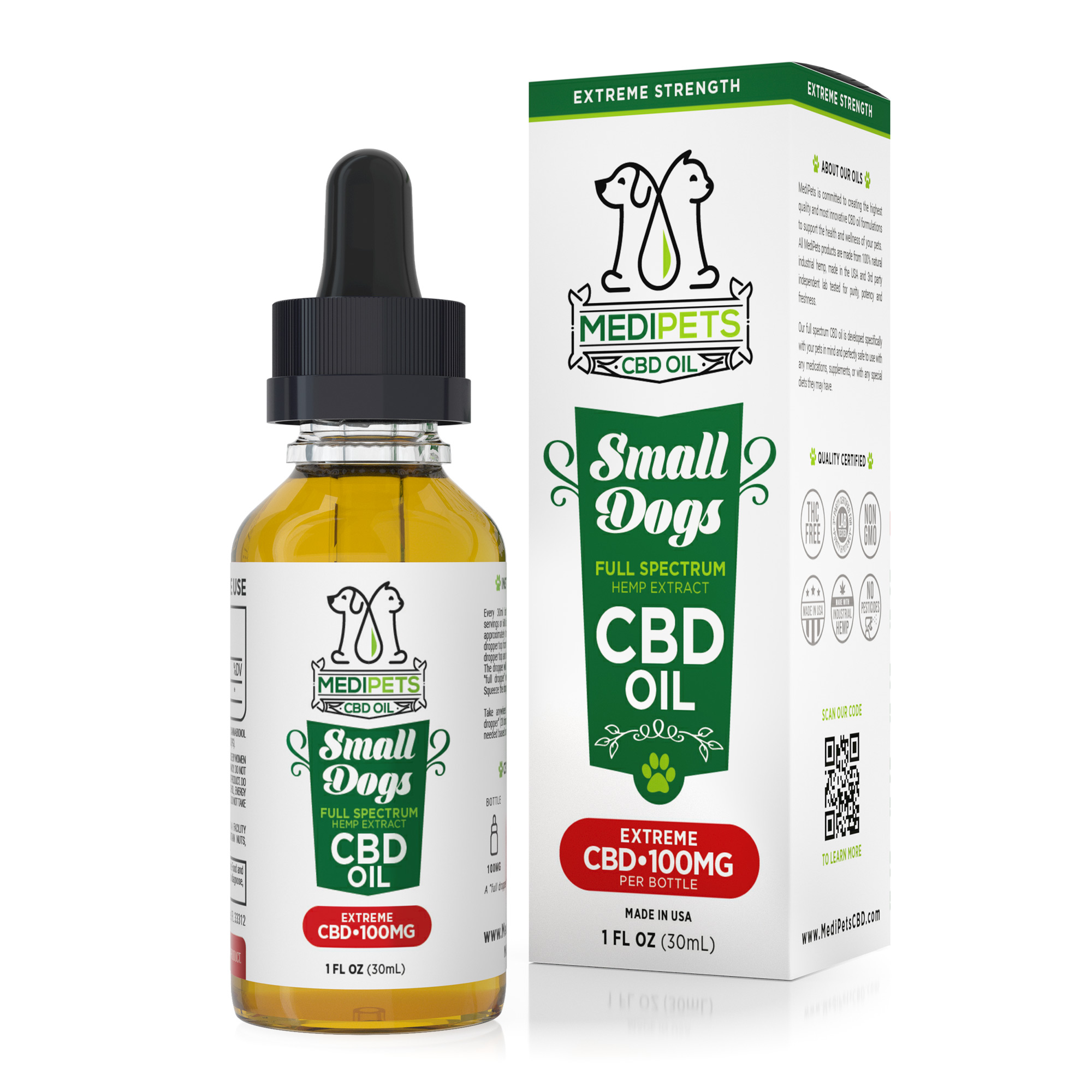 MediPets CBD Oil for Small Dogs - Extreme Strength - 100mg (30ml) - Diamond CBD