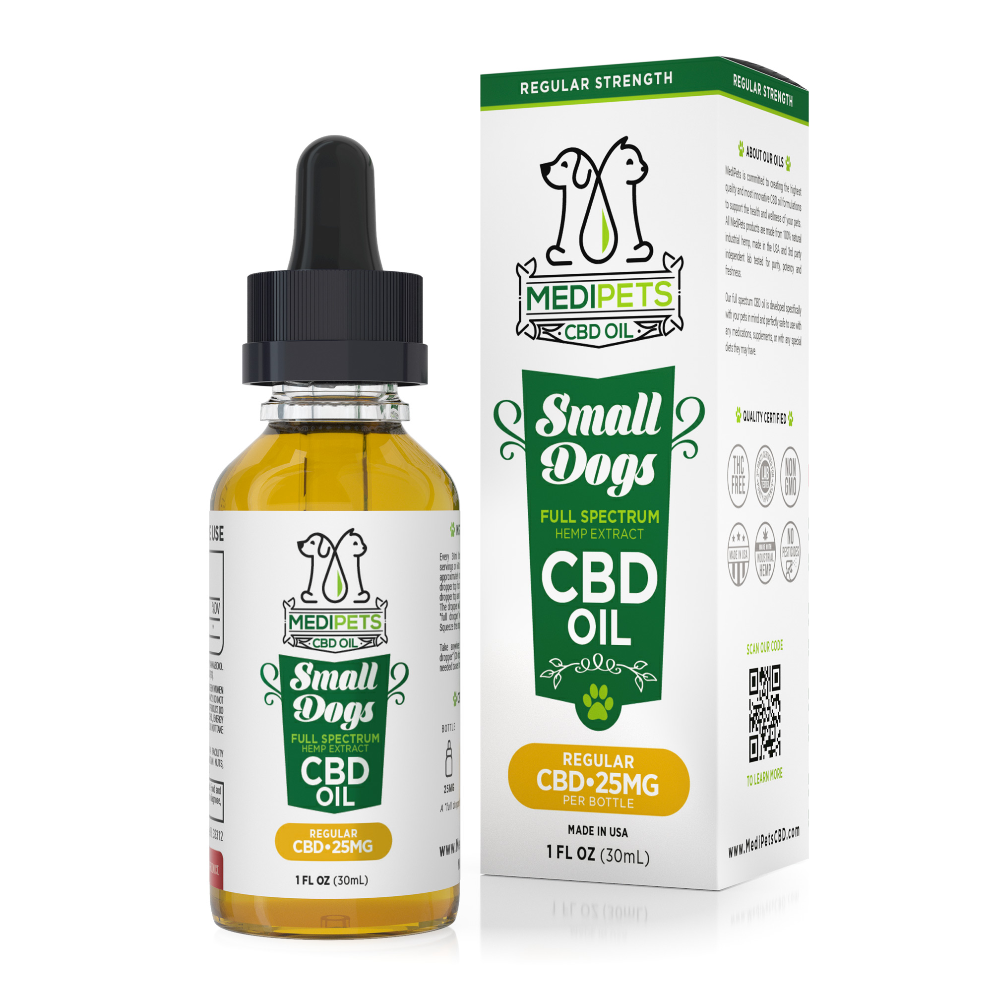 MediPets CBD Oil for Small Dogs - Regular Strength - 25mg (30ml) - Diamond CBD