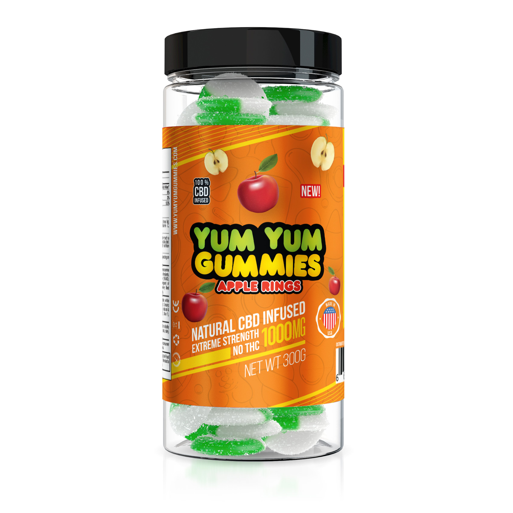 Yum Yum Gummies 1000mg - CBD Infused Apple Rings - Diamond CBD