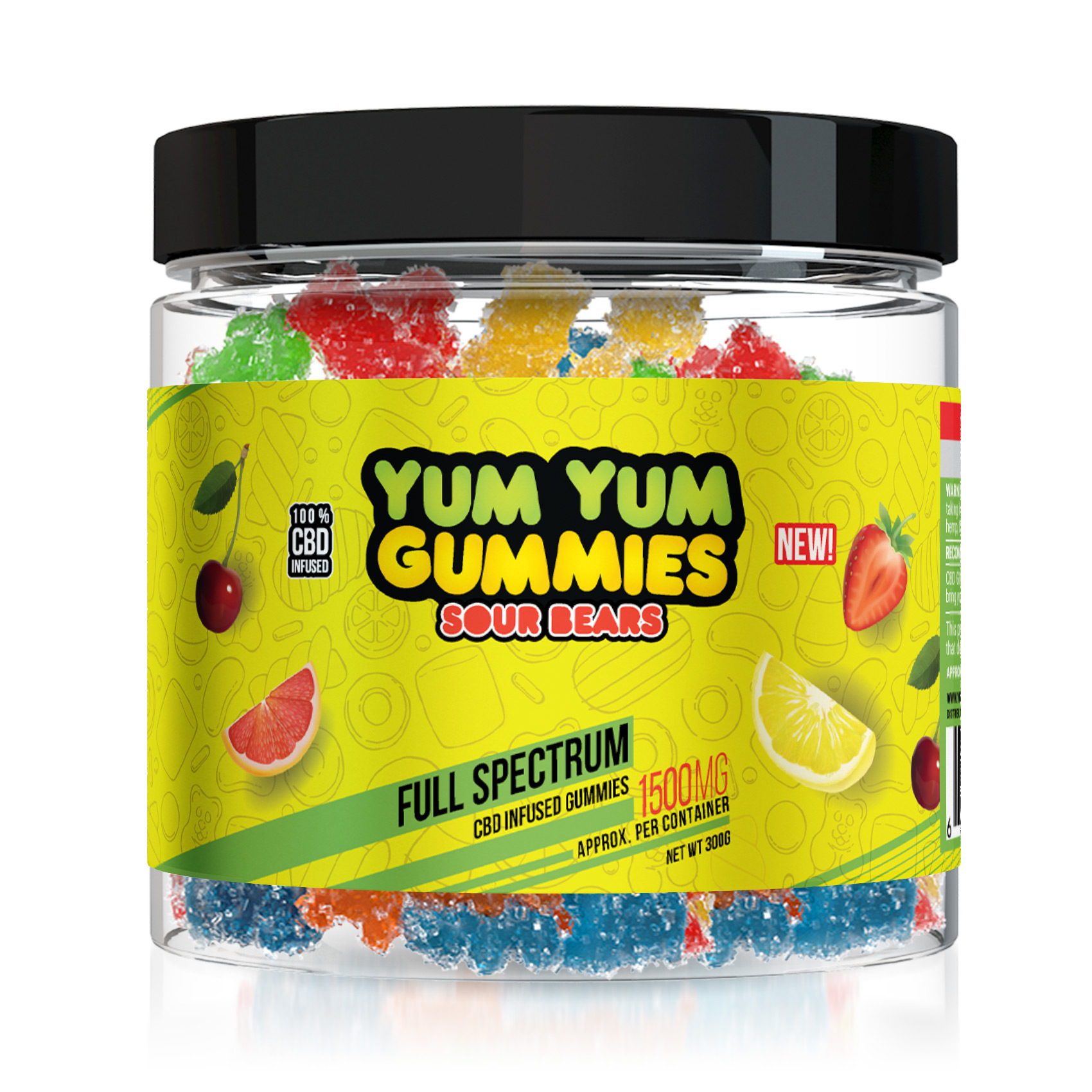 Yum Yum Gummies - CBD Full Spectrum Sour Bears - 1500mg - Diamond CBD