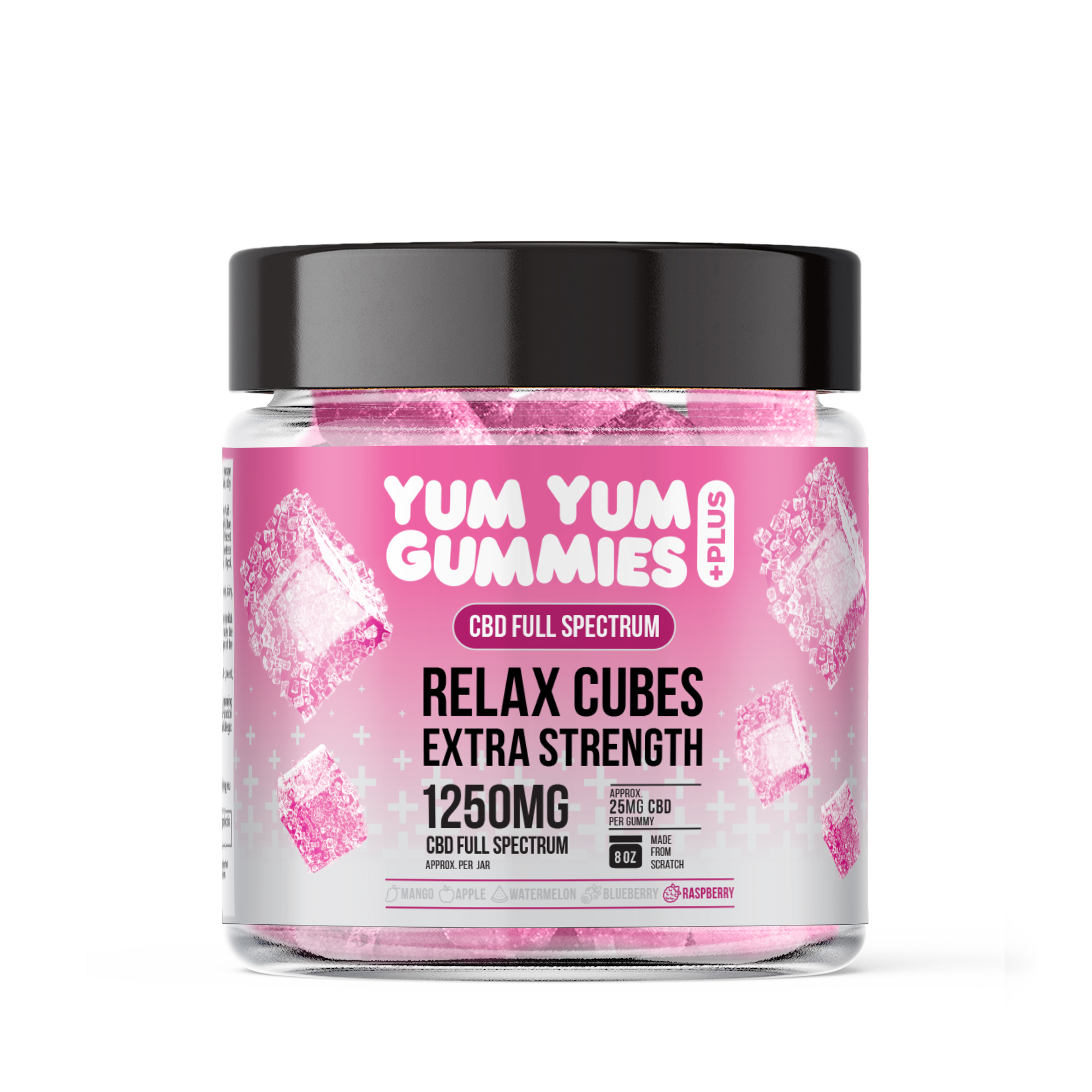 Yum Yum Gummies - Full Spectrum CBD Relax Raspberry Cubes - 1250mg - Diamond CBD